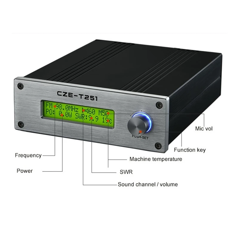 CZE-T251 Long Coverage FM Broadcast Transmitter 25W 25 Watts For Car Church Radio Station Equipments