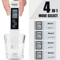 3 in 1 Water Tester TDS EC Meter Temperature Digital LCD Water Testing Pen Purity Filter with 4 Different Modes Water Tester