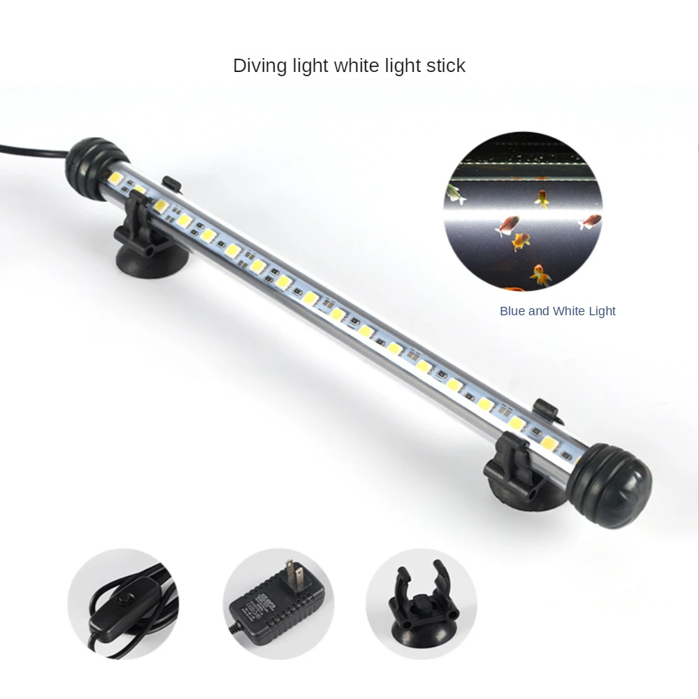 

LED Aquarium Ligh, Fish Tank Light, Blue White LEDs, IP68 Submersible Waterproof Strip Bar Light ,Diving Light, 2W-8W,18- 48cm