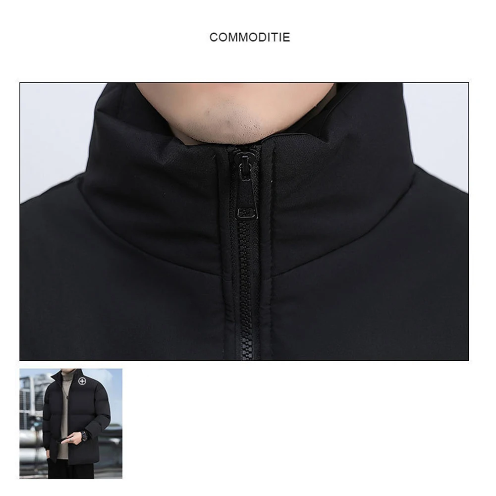 

Мужская повседневная верхняя одежда больших размеров: теплая утолщенная парка с длинными рукавами, воротником-стойкой, однотонная, удобная посадка