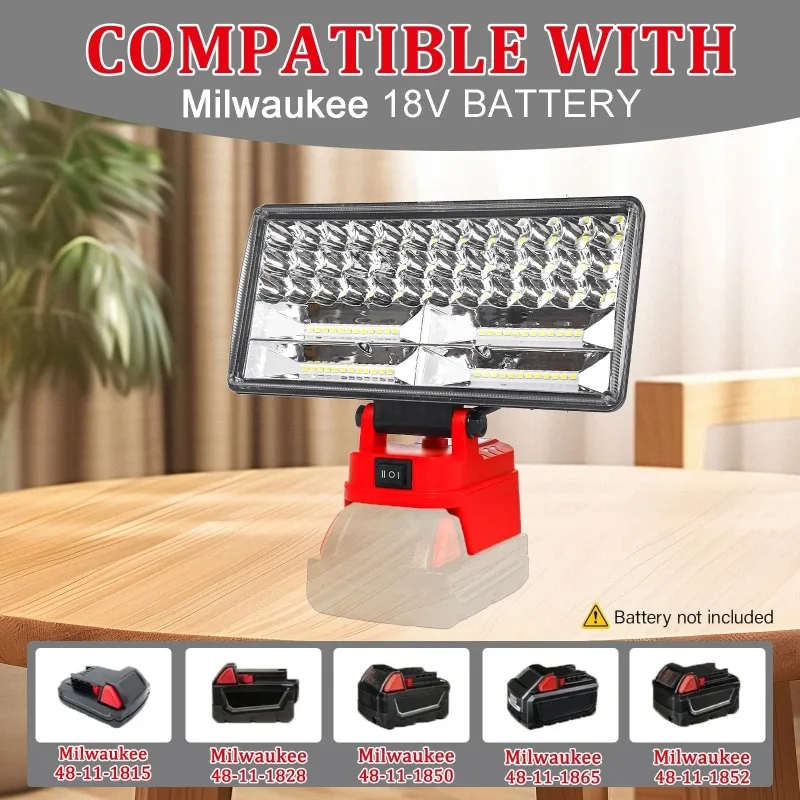 8-inch Portable Work Light LED Torch for Makita/Milwaukee/DL 18/20V Battery with Dual USB Charging Ports for Outdoor Activities