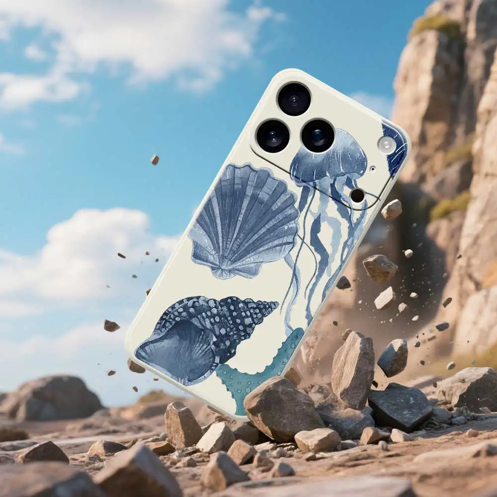 해양 테마 아이폰 케이스 (아이폰 17 프로 맥스, 17 에어, 16, 15, 14 플러스, 13, 12, 11 프로 맥스, XS 맥스, XR, 7, 8 플러스, 16E) 실리콘 소프트 커버