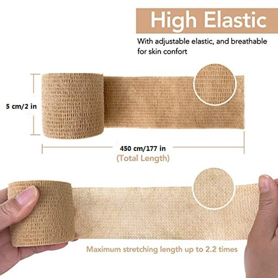 WOSWEIR 5CM*450CM Self Adhesive Elastic Bandage Non-woven Fabric Tape Fitness Gear Knee Elbow Support Injury Pad