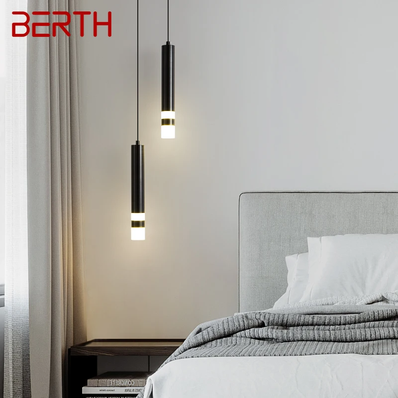 

BERTH Contemporary Black LED Pendant Lamp Simply Decorative Hanging Light For Home Study Bedroom