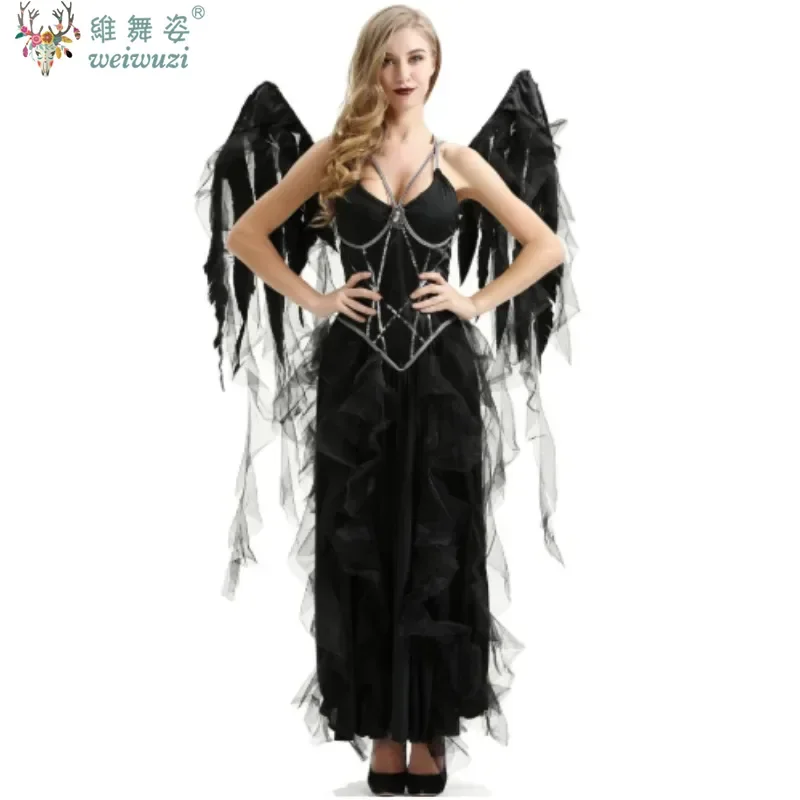 

Halloween Fancy Party Dress NEW Deluxe Lady Dark Fallen Angel Costume Gothic Vampire Evil Demonic Roleplay Cosplay Carnival