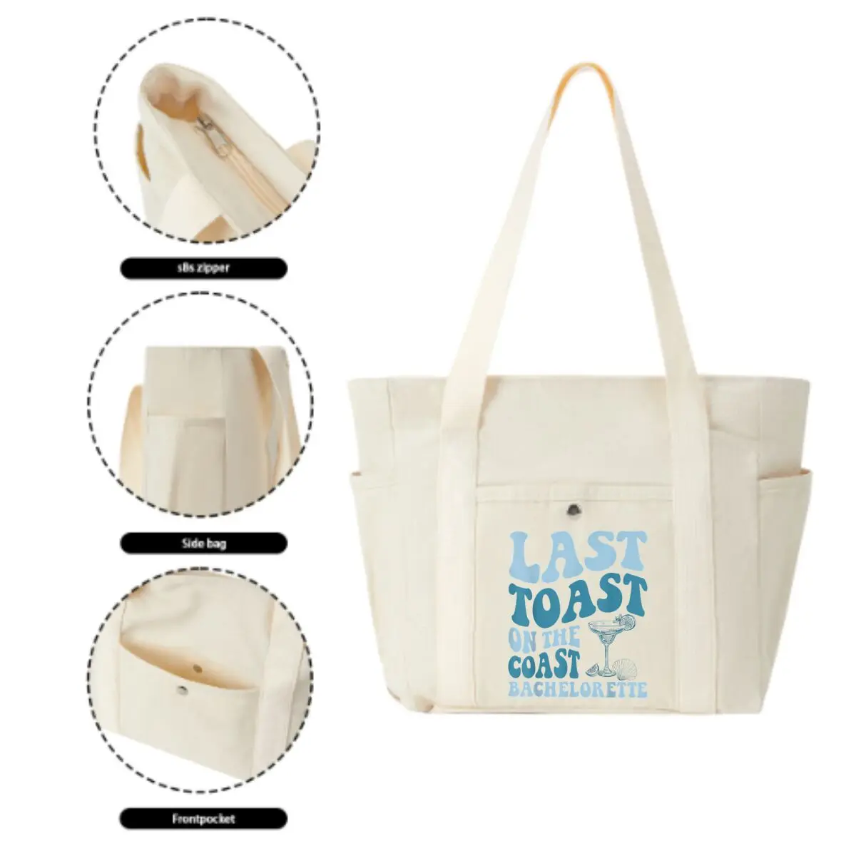Coast Toast Capacity Canvas Tote Bags Work Commuting Carrying Bag  Shoulder Shopping Bag