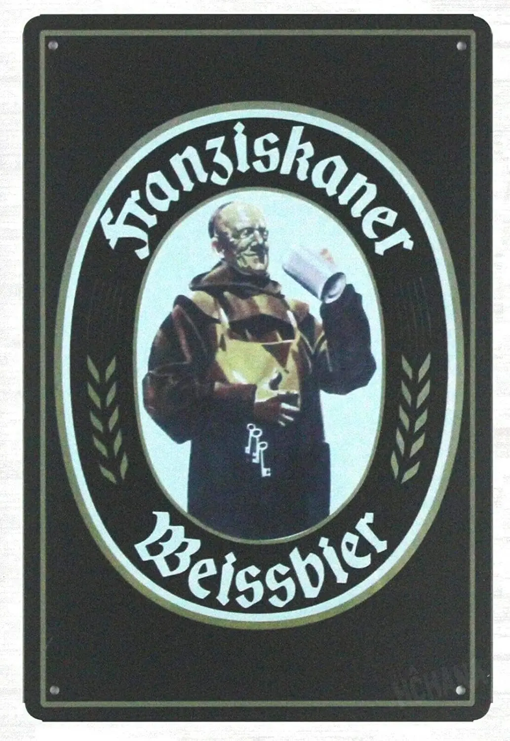 Placa de Metal - Sinais de Cerveja Alemã Franziskaner Weissbier (Monk Franciscano)