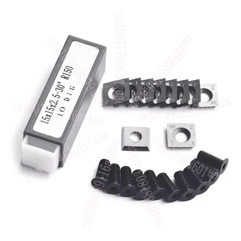 10pcs / Pack 15mm Square Carbide Steel Cutter Knives Blade 15x15x2.5-30° R150 with Screws Environmental Protect DropShipping