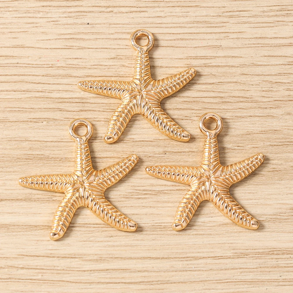 Tusember 10 Stück Anhänger aus Legierung in Goldfarbe mit Seestern-, Hummer- und Muschelmotiven für die Schmuckherstellung, Ohrringe, Halsketten, DIY-Zubehör – Detail 6