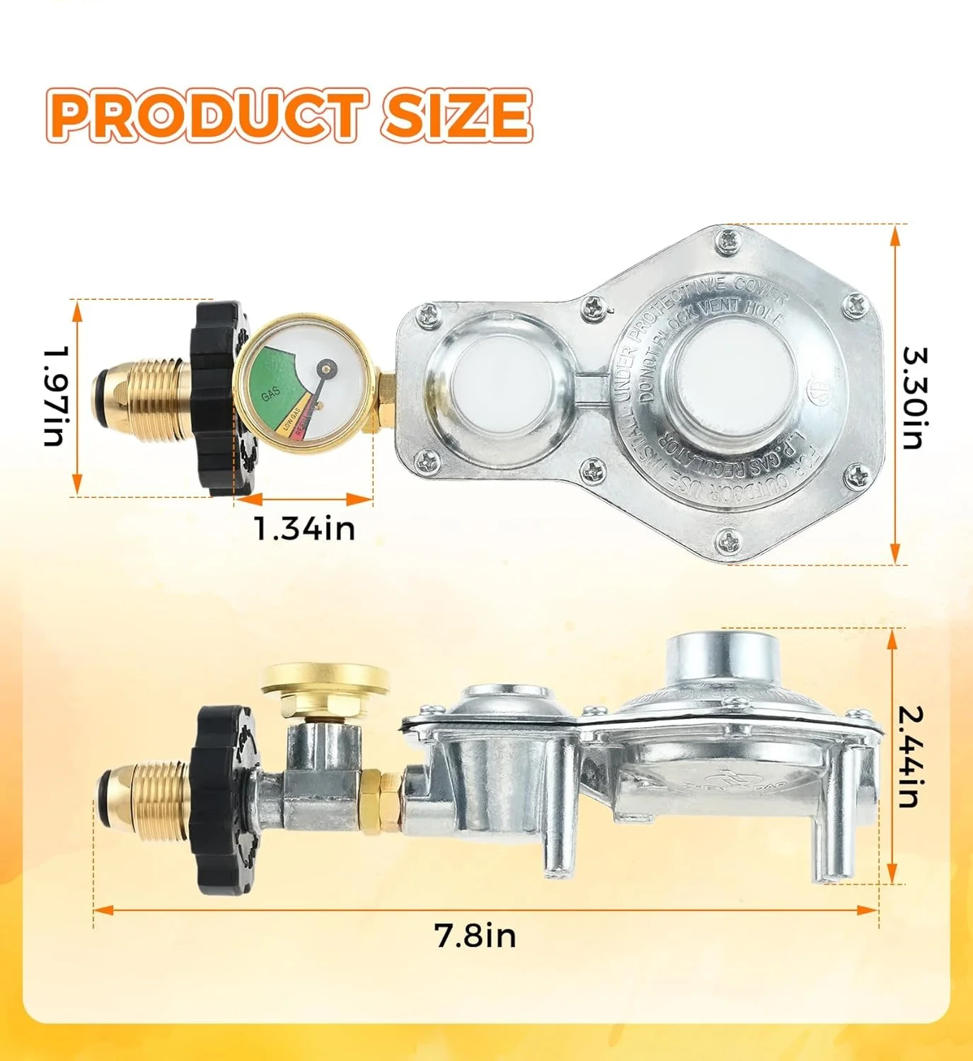 Upgraded Two-Stage Propane Regulator with Pressure Gauge (POL & 3/8