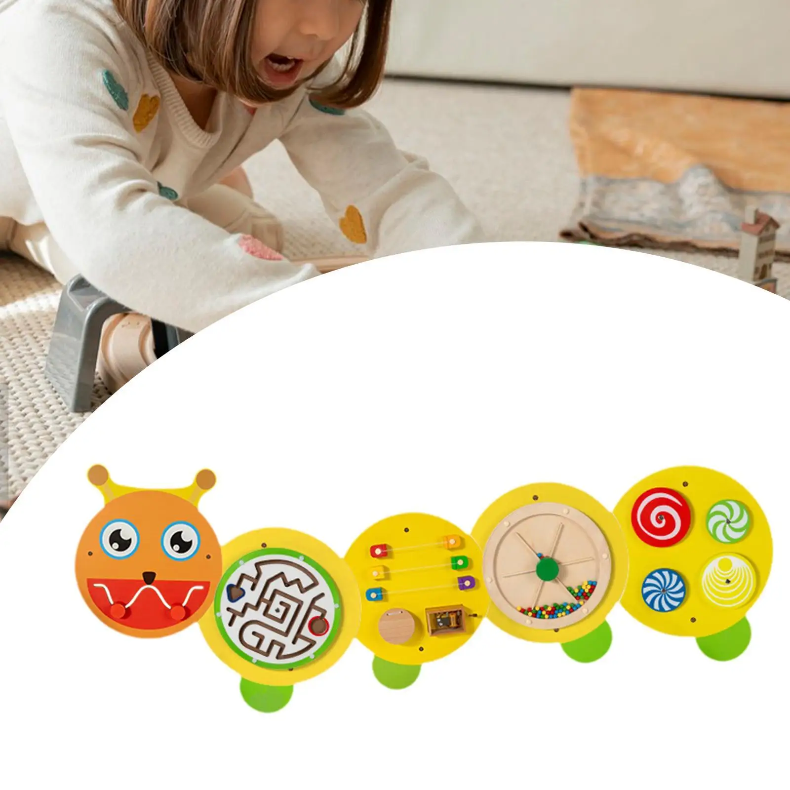 Caterpillar Activity Wall Panel Activity Center Educational Game Interactive Wall Decoration Sensory Wall Toy Wall Game Board