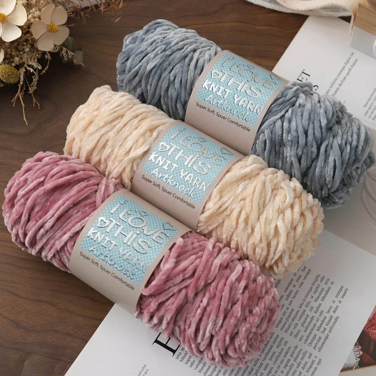 1pc About 95g Chenille Polyester Blended Yarn for Hand Knitting Soft Sweater Scarf Crochet 3.5mm