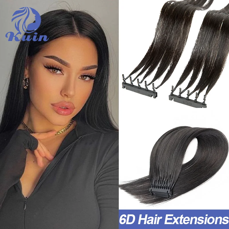 Straight 6D Human Hair Extension 2nd Generation Blonde Hairpeice 5 Rows 20pcs/Set Invisible Tiny Loop For Salon Hair Extension