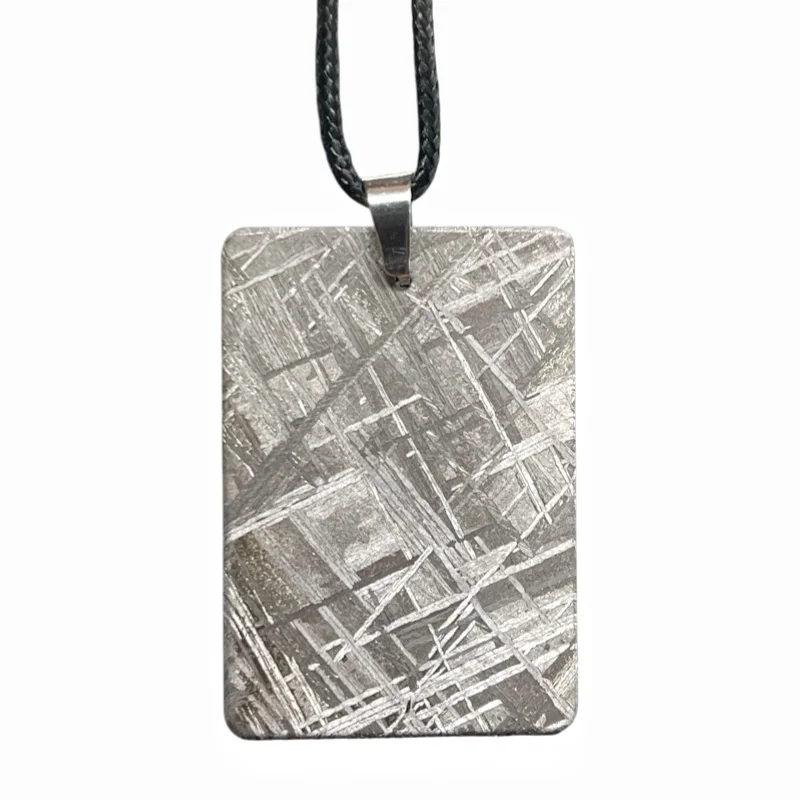 Natural Genuine Gibeon Iron Meteorite Rectangle Slab Pendant Necklace MeteoriteJewelry For Men Women Collection Gift -LK345