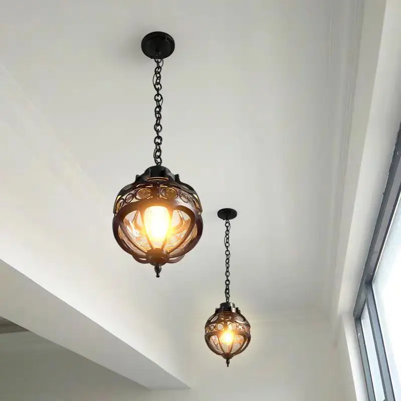 Vintage Outdoor Pendant Lights for Courtyard Garden Balcony Retro Europe Style Ceiling Pendant Lamp Yard Pathway Landscape Lamp