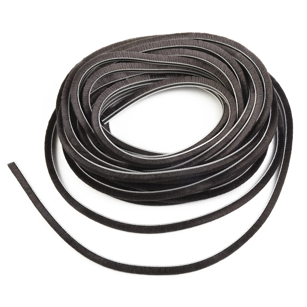Tira de sellado de ventana de 10m, cepillo de tiro, tira de sellado de pila abatible, burlete de sellado de puerta, cinta de relleno de 5mm x 6mm
