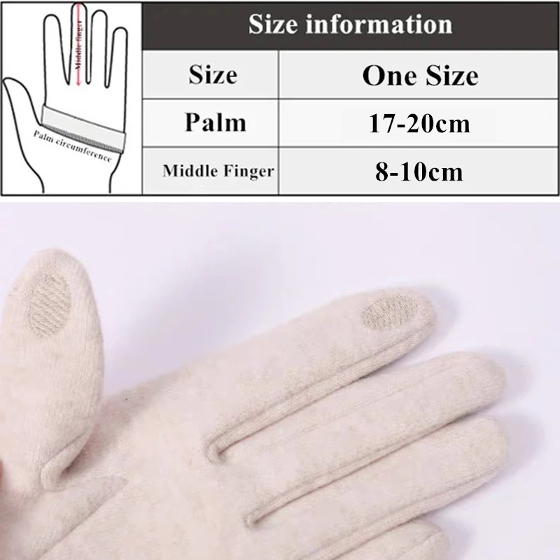 Fashion Women Wool Gloves Winter TouchScreen Warm Windproof Outdoor Riding  Driving Ladies Autumn Gloves