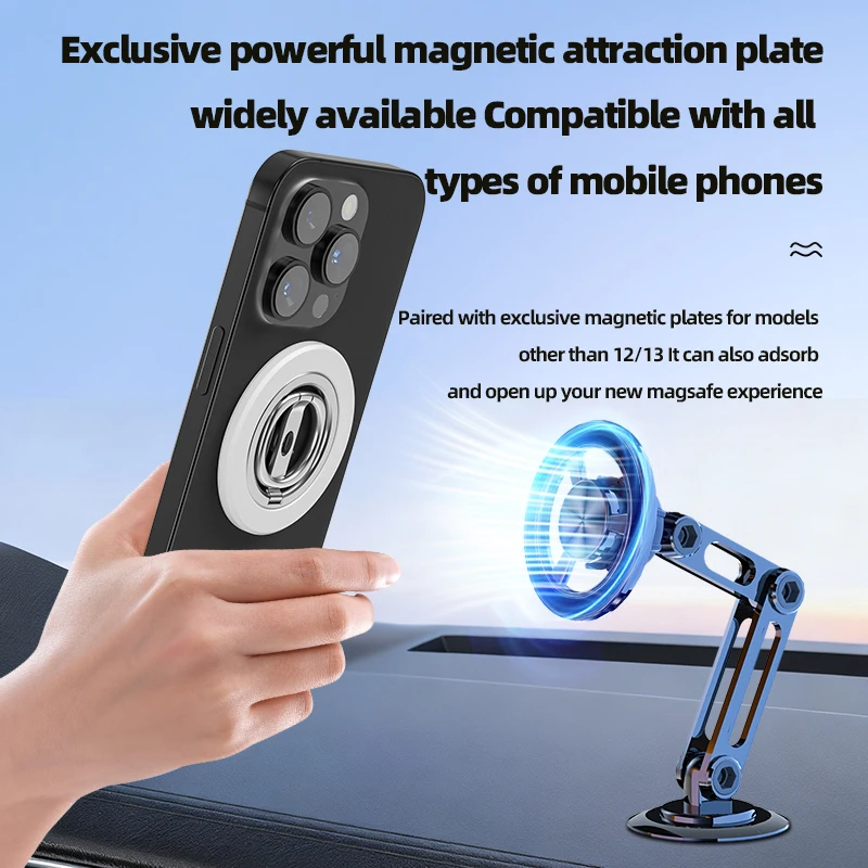 Immagine 4: Supporto Magnetico per Telefono con Anello, Impugnatura Regolabile 3-in-1 e Cavalletto per iPhone Serie 15/14/13