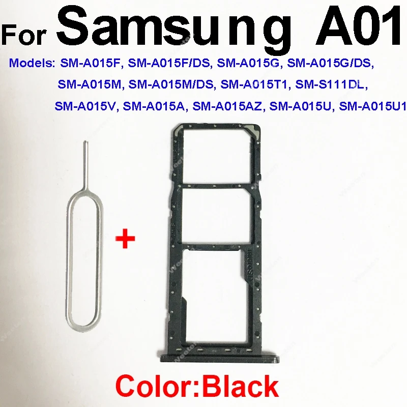 SD & SIM Card Reader Holder Adapter For Samsung Galaxy A01 A02 A02S A01core Single Dual sim card tray Replacement Repair parts