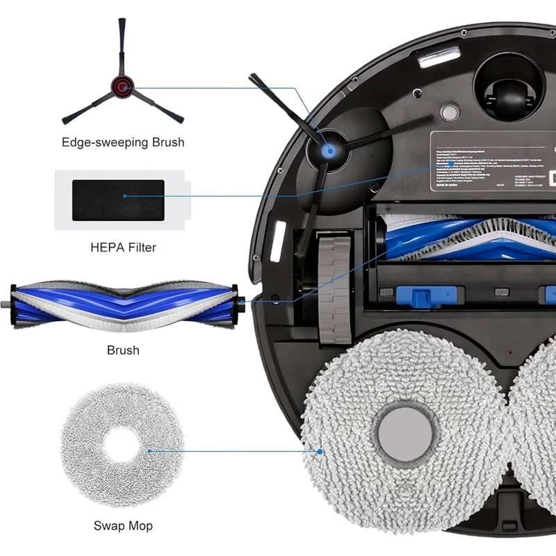 Para ecovacs deebot t30s combo robô vácuo, peças de reposição t30s escova lateral principal filtros hepa mop almofadas sacos pó