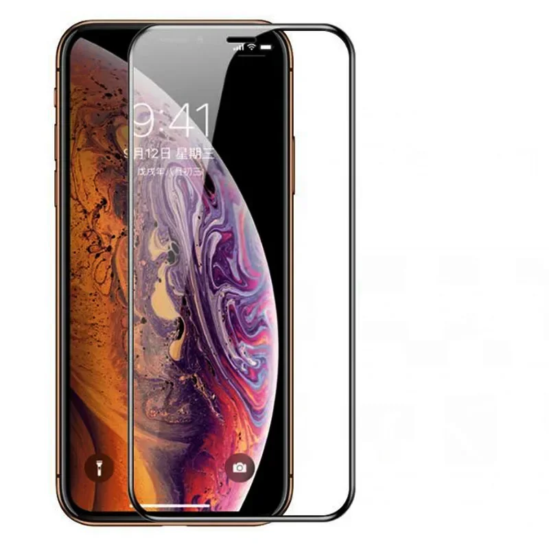 Pelindung layar kaca Tempered, penutup penuh untuk IPhone Xs X 7 8 Plus 5s 6 6S Xr 12 Pro Max pelindung layar untuk IPhone 11 Glass 12Pro aksesoris