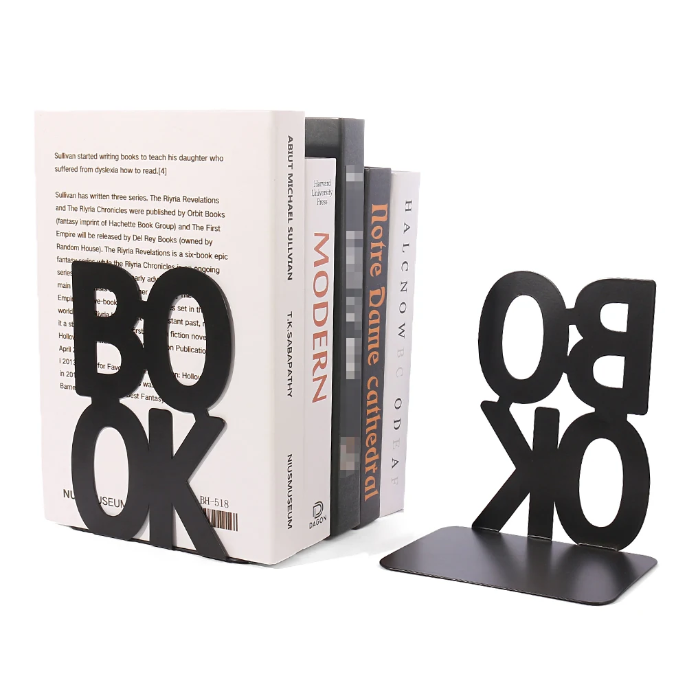 Imagem -03 - Ceative Hollow-out Livro e Cartas Bookend Metal Book Stand Organizador de Revistas Clássico Suporte para Home Office Conjunto de 2