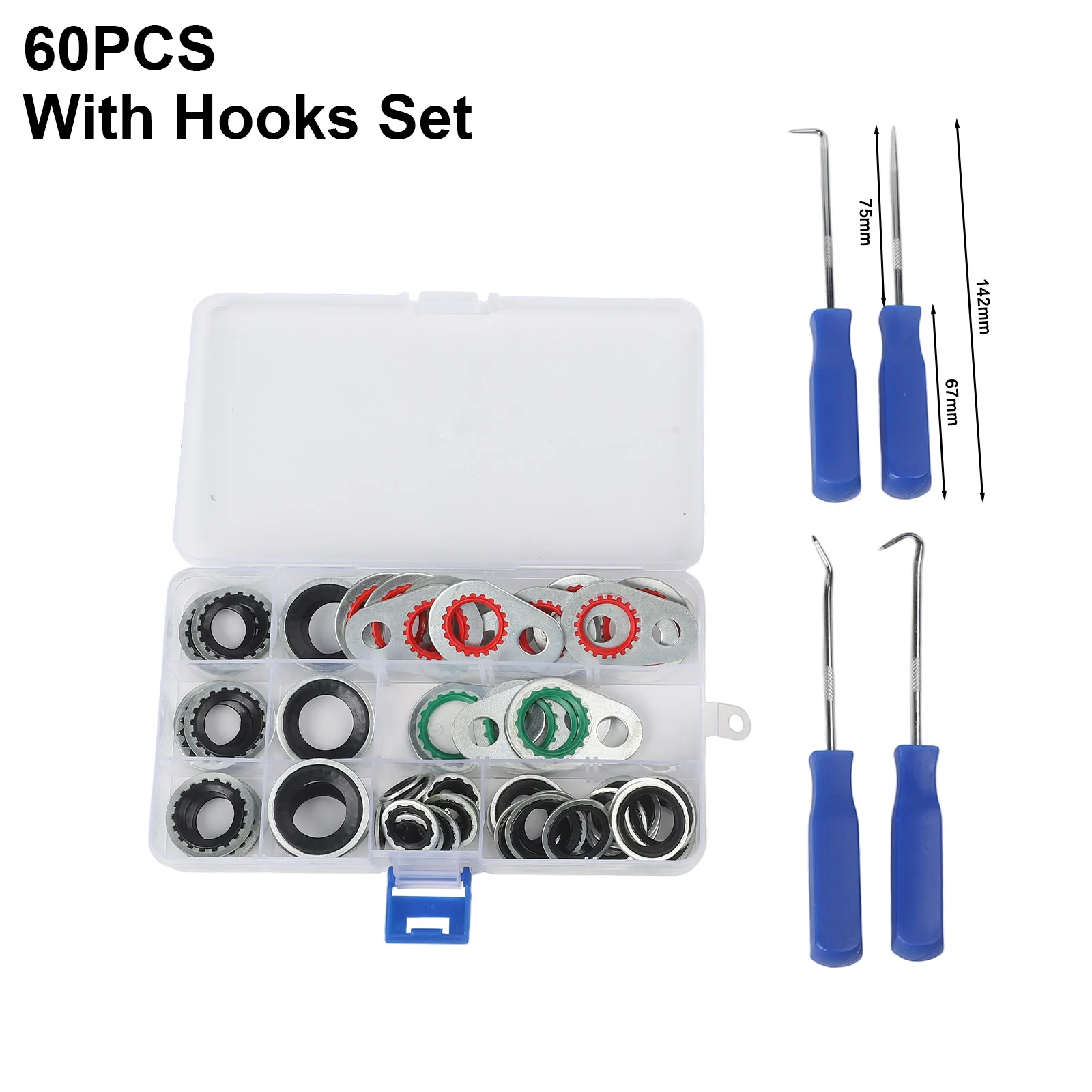 

60Pcs Sealing Gasket Kit Car Air Conditioning Compressor Interface Gasket Sealing Washer With Tools Car Maintenance Tools