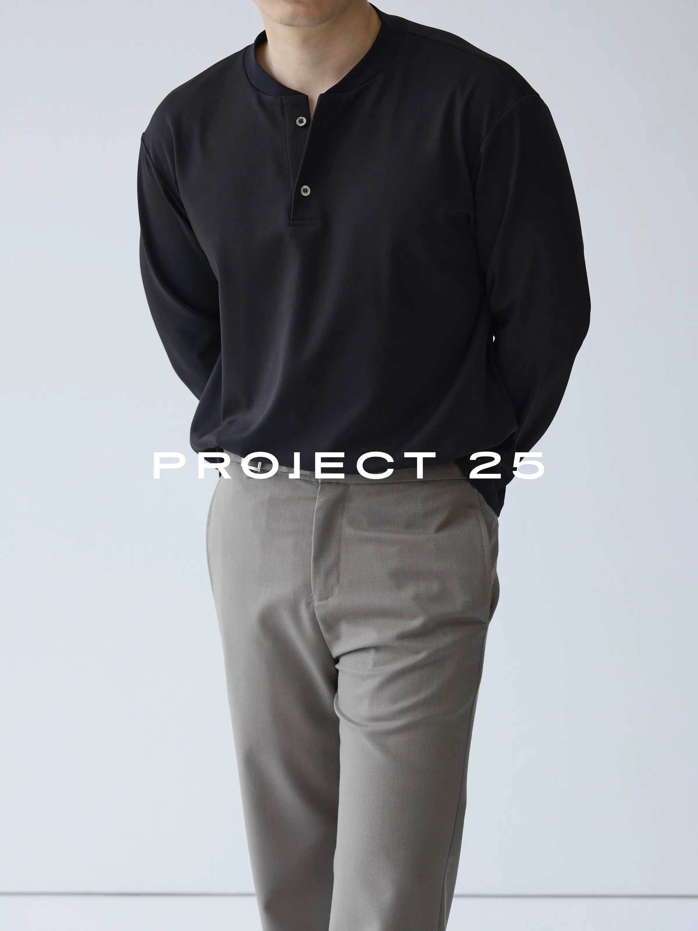 PROJECT 25 Men's Vintage Henley-Baseball Collar Long-Sleeve Tee – Oversized Silhouette,  Versatile Casual Base Layer