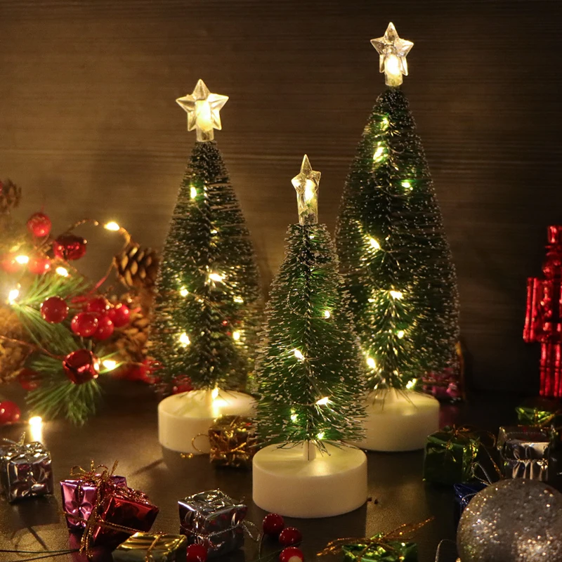 Führte Mini Weihnachts bäume elektronische Kerzen Weihnachts bäume Home Party Dekoration Kinder Neujahr Geschenke Weihnachts schmuck