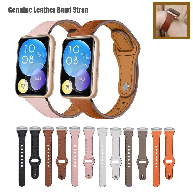 Slim Genuine Leather Band Strap For Huawei Watch Fit 2 Replacement Bracelet With Connector