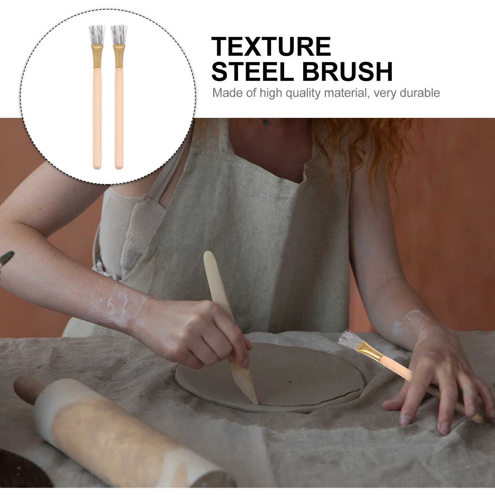 

2 pcs Sculpting Tools Wooden Handle Pottery Carving Brush For Polymer Clay Carving Tool Clay Modeling Diy Craft Projects