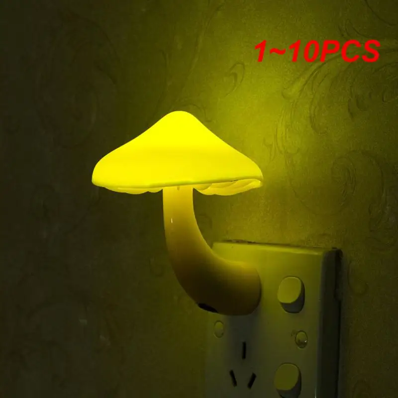 1~10PCS ITimo Warm Mushroom LED Night Light Room Decor EU US Plug Light-control Sensor Wall Socket Lamp Light Home Bedroom