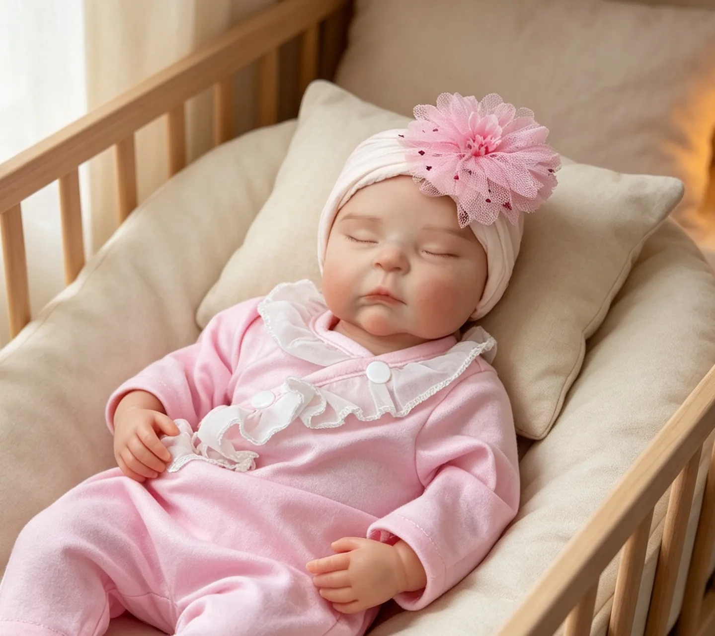 18 Inch Peaches Full Silicone Reborn Baby Girl Doll Closed Sleeping Eyes Weighted 3D Hand Painted Lifelike Newborn Collectible Therapy Gift
