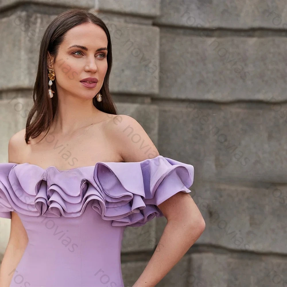 High Quality Evening Dresses Off the Shoulder Ruffle Side Split Mermaid Formal Party Gowns for Women Trumpet Simple Evening Gown