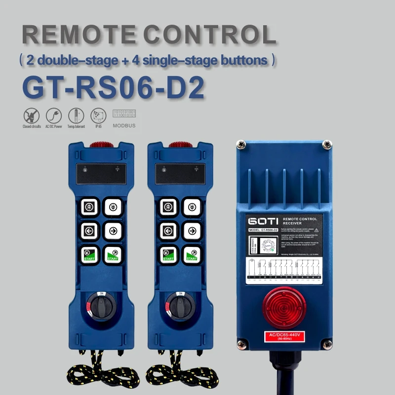 GT-RS06-D2 Industrial Radio Wireless Crane Hoist Remote Control Switch 6 Channel Replace UTING F26-C1 TELEcontrol