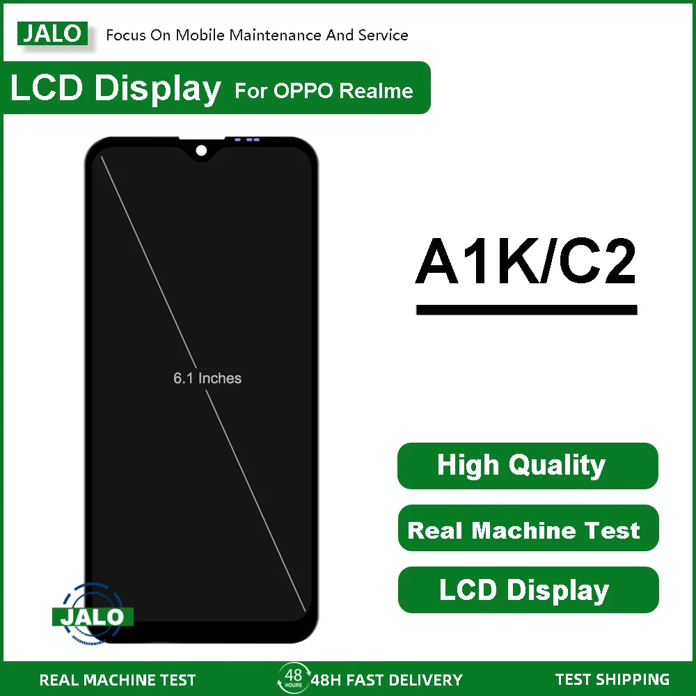 مجموعة شاشة JALO لـ OPPO A1K Realme C2 شاشة LCD متكاملة داخلية وخارجية تعمل باللمس استبدال لوحة LCD