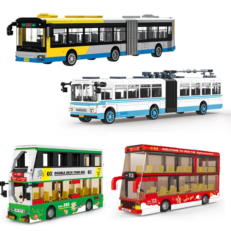 

Transportation Series Bus MOC Building Blocks Assembly Collection Sightseeing Cars Toys Educational Model Bricks Holiday Gifts