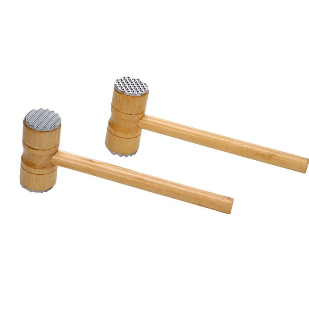 

2Pcs Wooden Double-Sided Meat Hammer Tenderizer Kitchen Tool for Steak Chicken Pork Meat Knocking Hammer Efficient Softening