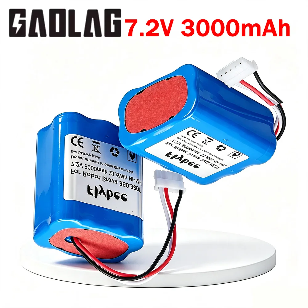 7.2V NiMH Rechargerable Battery For iRobot Braava 380 380T Mint 5200 5200B 5200C Vacuum Cleaner Sweeping Robot 7.2V 3000mah