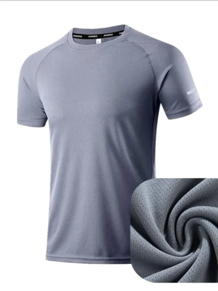 Summer Ice Silk T-shirt Men\'s Cold Short Sleeve O-neck Stretch Quick-drying Breathable Sports Shirt T Shirt Men