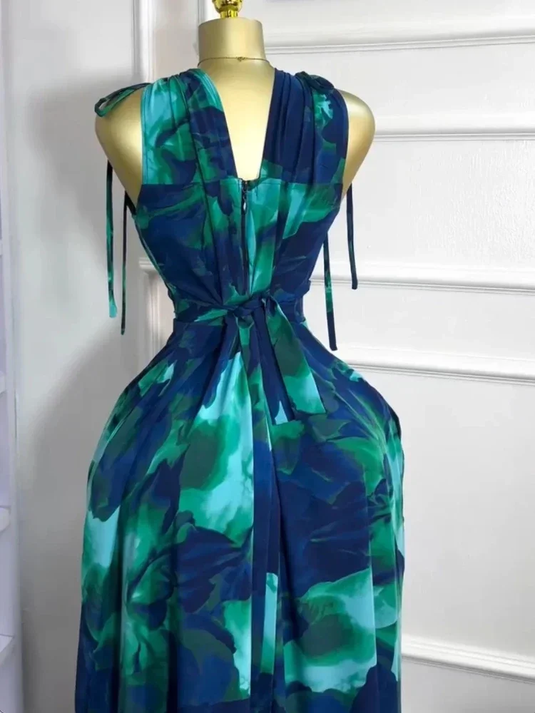 Abito lungo Dashiki Tie Dye da donna senza maniche altalena lungo estate 2025 abito da sera sexy per feste da club