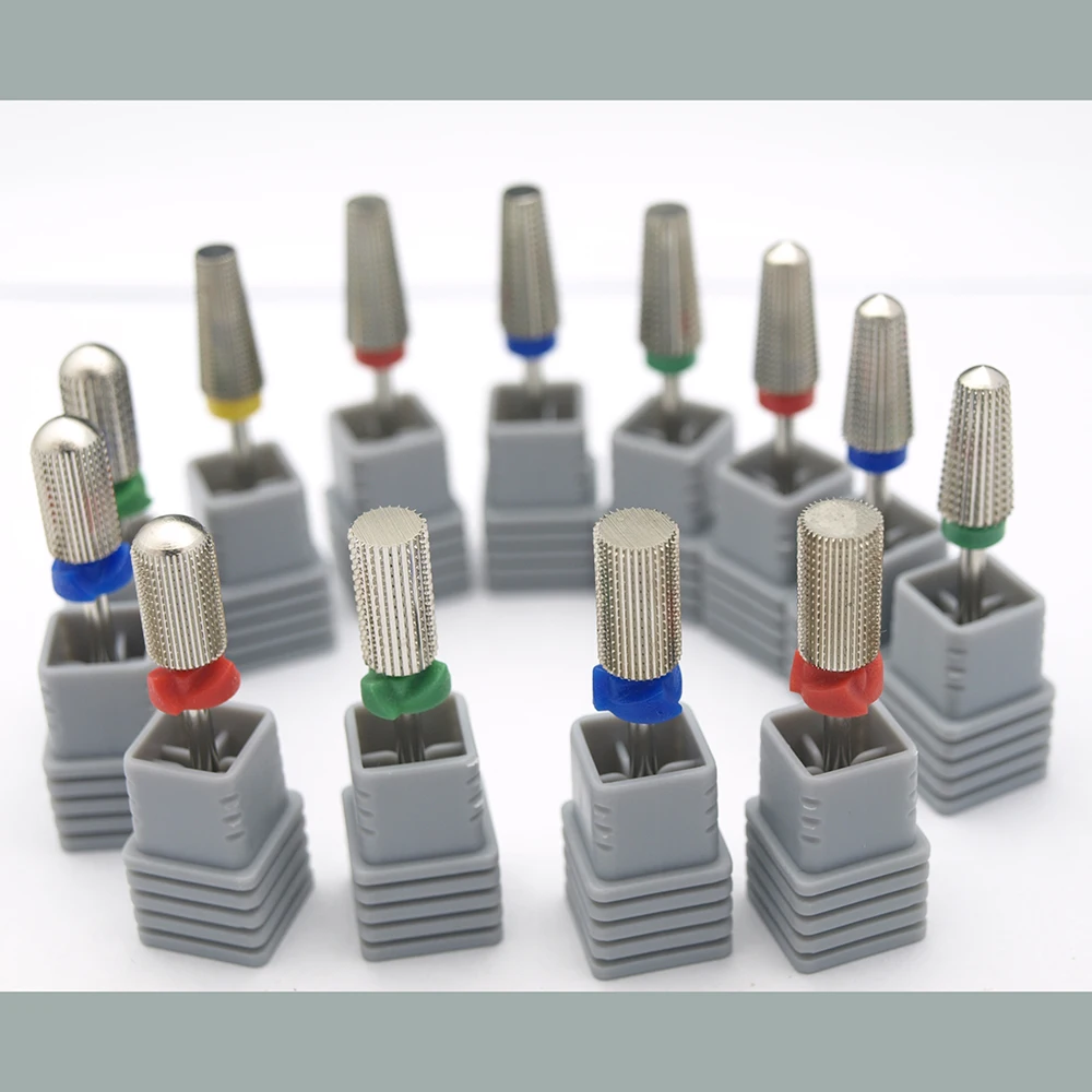 5 in 1 실버 테이퍼드 안전 카바이드 네일 드릴 비트 (컷 드릴, 카바이드 커터 포함) 매니큐어 젤 네일 제거 액세서리