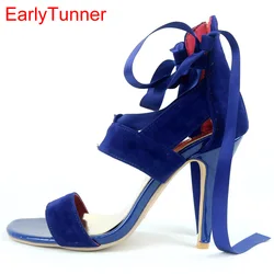 Brand New Sexy Blue Purple Women Sandals Red Rome Gladiator High Heel Lady Slingback Shoes EYS2-1 Plus Big Size 11 31 45