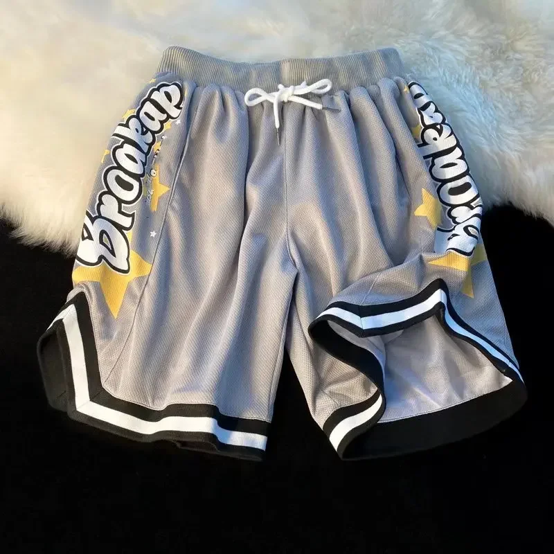 2025 Summer Running American Basketball Shorts Sports Five-point Pants Student Quick-drying Casual Retro Training Shorts Loose