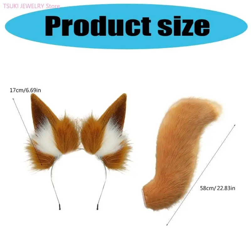 62KE – ensemble d'accessoires pour oreilles chat, faux cheveux, bandeau, queue en fourrure pour fête d'halloween événement