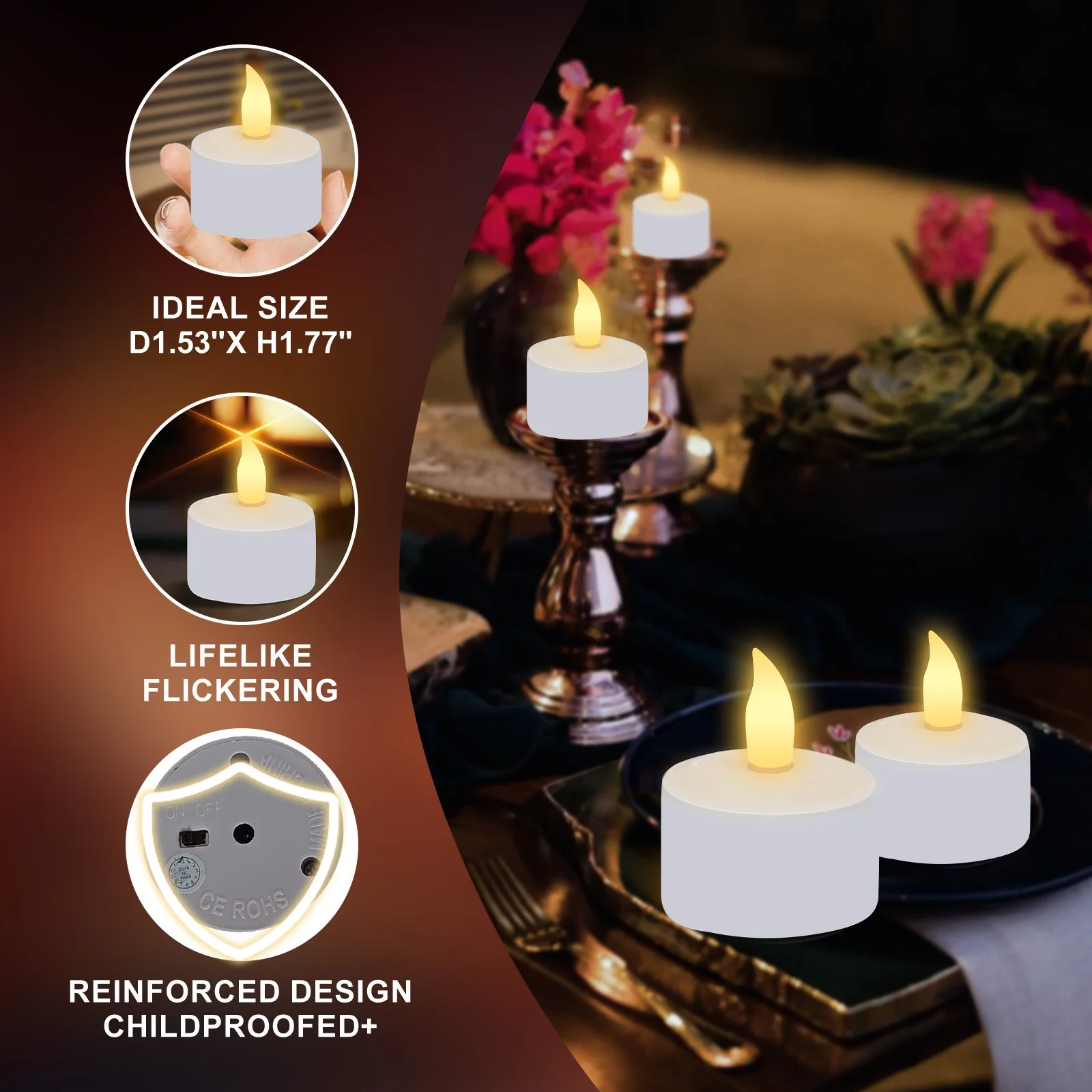 Set of 12 Rechargeable Flameless Tea Lights Candle lamp w/Remote controlled&Timer control Frosted holder Xmas Party Decoration