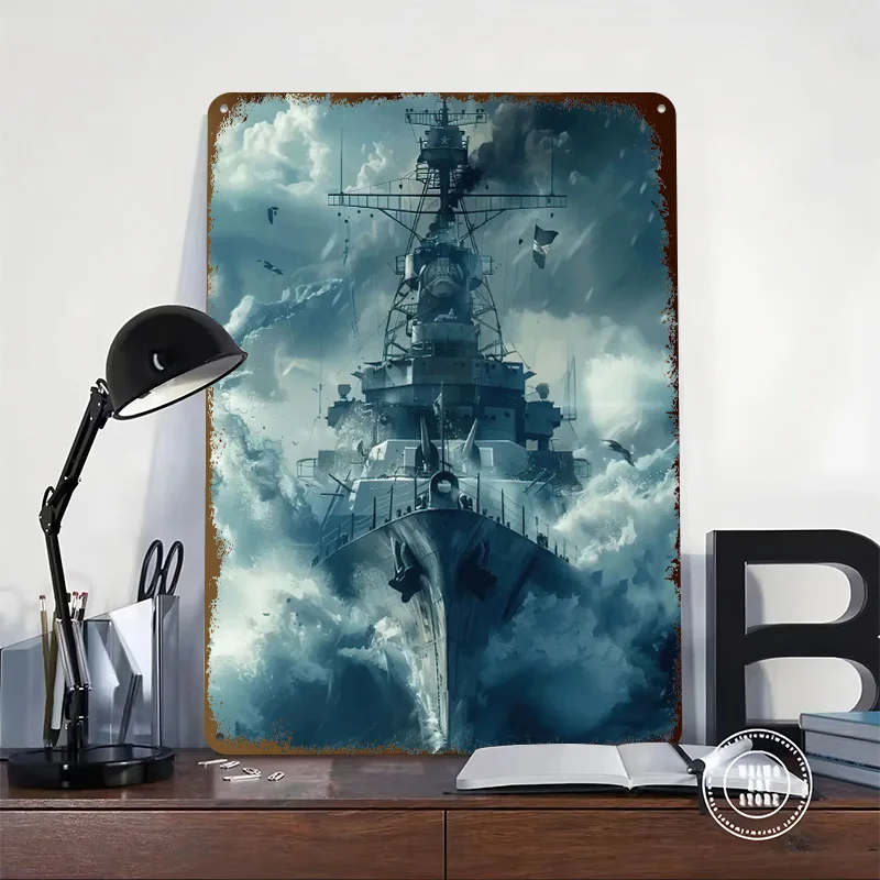 Warship Tinplate Posters Customizable Wall Art Retro Vintage Metal Signs for Home Room Garage Decoration Gaming Bathroom Decor