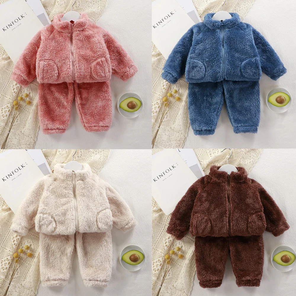 Winter Baby Clothing Sets 12 18 Months Autumn Boys Clothes Set Outdoor Korean Girls Thick Warm Suits Zipper Thermal Kids Outfits