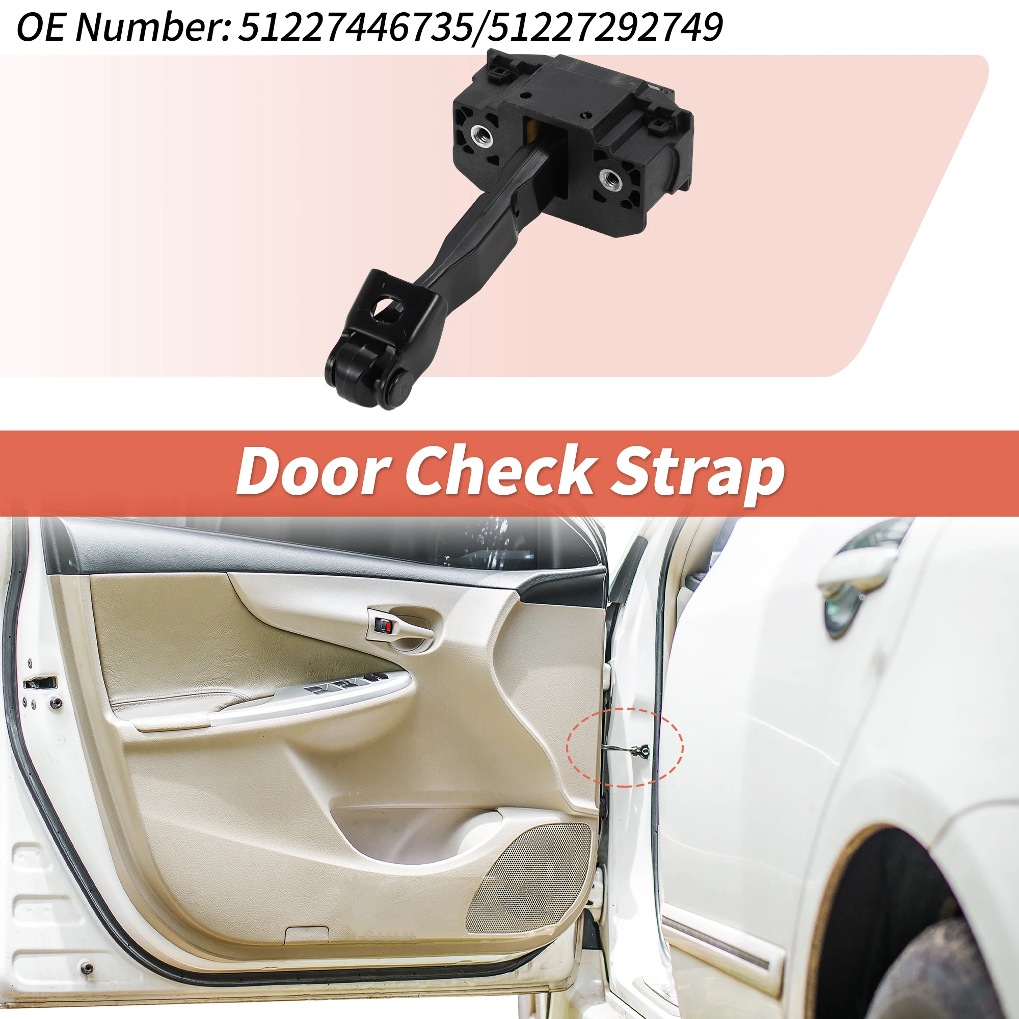 UXCELL No.51227446735 Rear Door Door Check Strap for BMW 3 Series F35 2012-2015 1 Pc