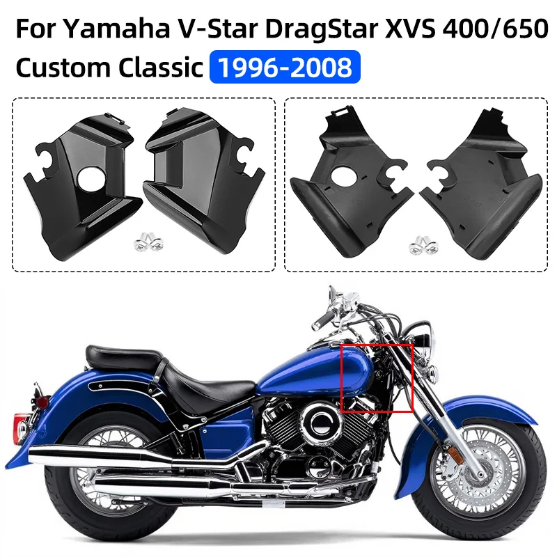 Motorcycle Accessories Black Front Frame Side Cowl Neck Cover For Yamaha XVS650 Drag Star V-Star 650 Custom Classic 1996-2008